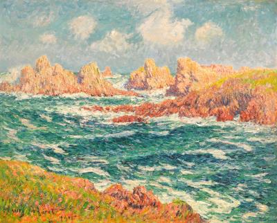 Sample artwork by Henry Moret (1856 - 1913), known for landscape, figure, seascape and marine painting - View similar artists and auction records