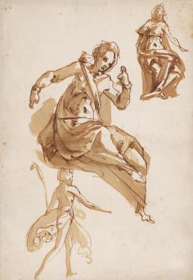 Studies of two female figures and two soldiers