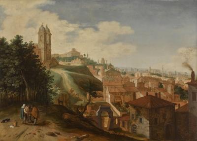 A view of the Santissima Trinità dei Monti, Rome