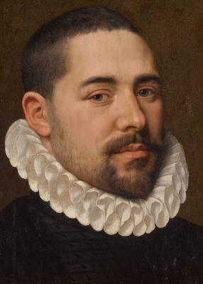 Portrait of a bearded man, bust-length, wearing a white ruff
