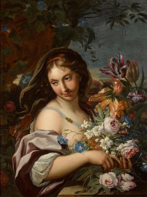 A bouquet of flowers held by a vestal
