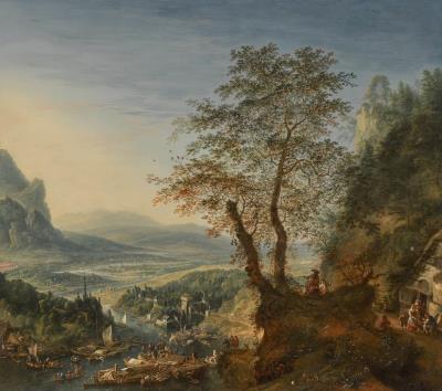 An extensive Mosan capriccio river landscape, with moored boats and groups of figures by Jan Griffier I - Auction record, sale price, and art valuation. Compare with similar artists and explore comparable artworks.