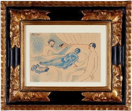 Parody of Manet's Olympia representing