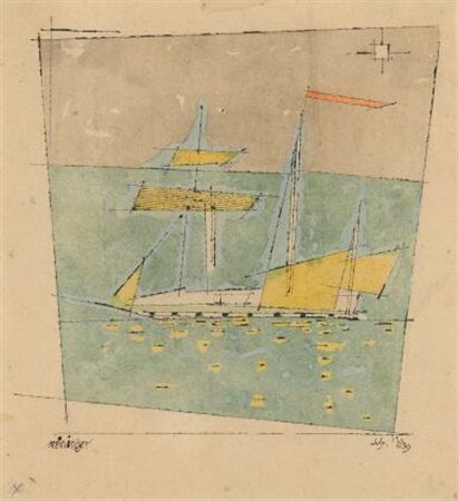 Untitled (Cutter with Red Pennant)