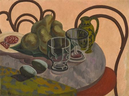 Still life with Pear and Glass by John Banting - Auction record, sale price, and art valuation. Compare with similar artists and explore comparable artworks.