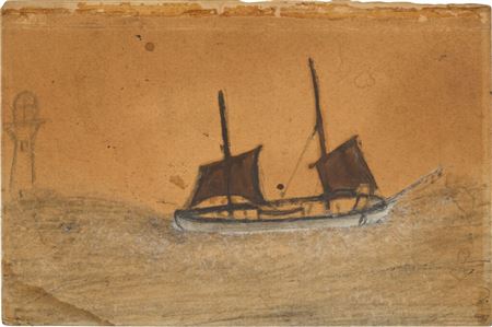 Lugger in a Gale and a Lighthouse