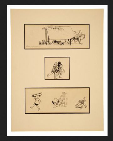 Three original illustrations from "Busy", in Now We Are Six, [1927]