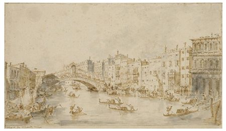 A view of the Rialto with the Riva del Vin