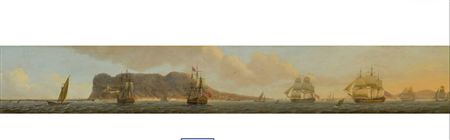 The Leander with other shipping off Gibraltar