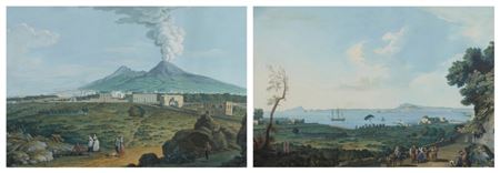 Naples, the Royal Palace of Portici with Vesuvius erupting on the background; The Port of Portici overlooking the bay and the city of Naples by Saverio Xavier Della Gatta - Auction record, sale price, and art valuation. Compare with similar artists and explore comparable artworks.