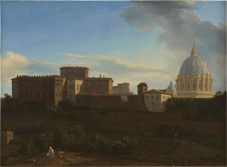 Rome, a view of the Vatican, with the Sistine Chapel and Saint Peter's Basilica, from the Janiculum by Isaac De Moucheron - Auction record, sale price, and art valuation. Compare with similar artists and explore comparable artworks.
