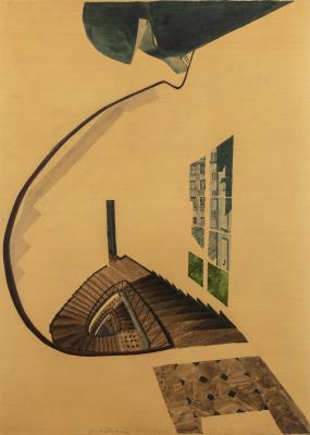 Untitled (Staircase with railing and window)