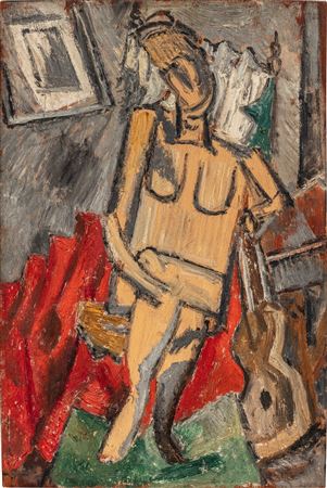Naked woman with guitar