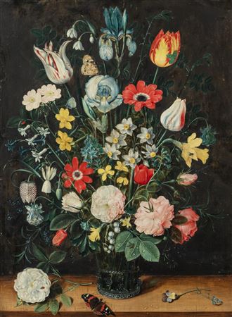 Still life with flowers and butterflies
