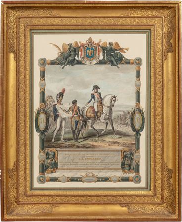 The Emperor Napoleon I presented with a plan of the battle of Marengo by Maréchal Berthier