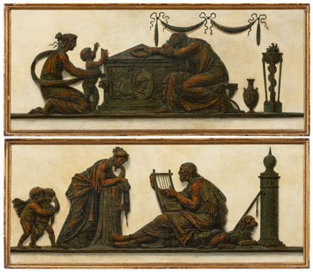 Trompe-l’œil with a grave ; Trompe-l’œil with a bas-relief with Home