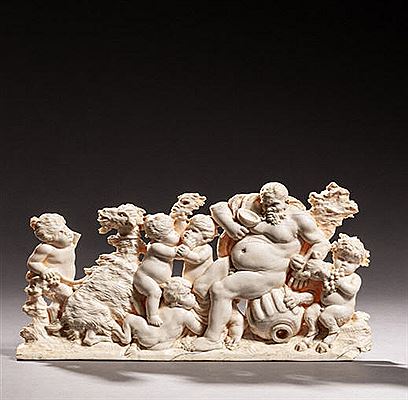 The drunken Silenus, with two putto and three Satyr Children