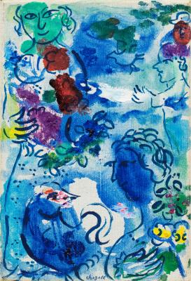 Femmes aux visages bleu et vert