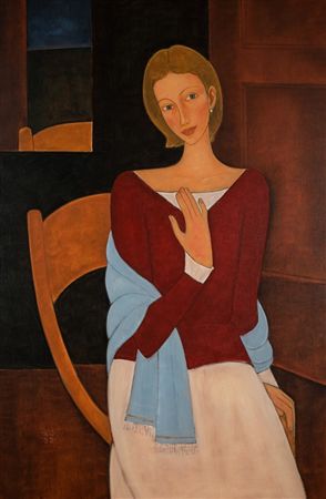 Model with a blue scarf by Roman Zakrzewski - Auction record, sale price, and art valuation. Compare with similar artists and explore comparable artworks.