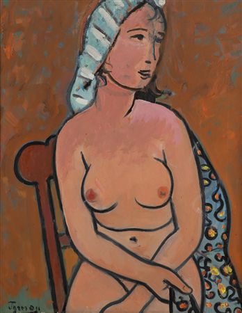 Seated semi-nude