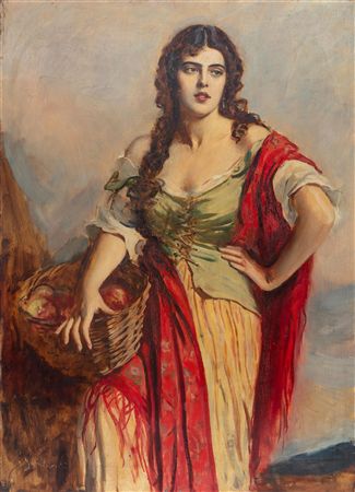 Woman with a red scarf
