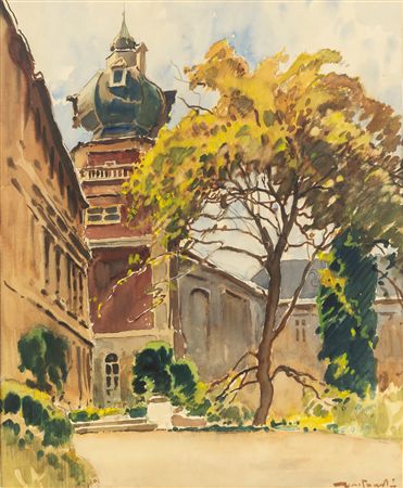 Castle in Łańcut by Tadeusz Nartowski - Auction record, sale price, and art valuation. Compare with similar artists and explore comparable artworks.