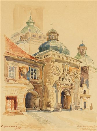 The porch of the Basilica in Częstochowa, 1958