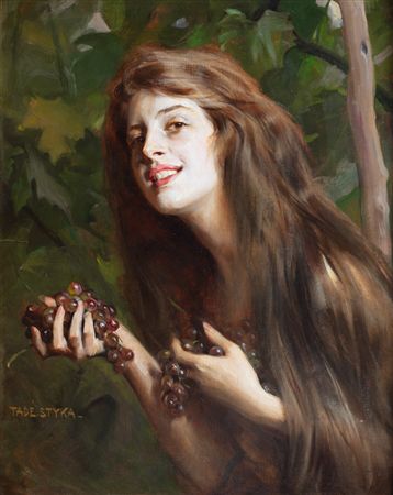 Kusicielka by Tade (Thadeus) Styka - Auction record, sale price, and art valuation. Compare with similar artists and explore comparable artworks.