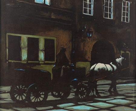 A horse-drawn carriage in the old town