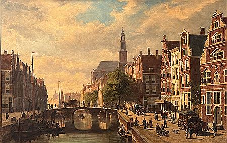 View of the Amsterdam Westerkerk from the Prinsengracht
