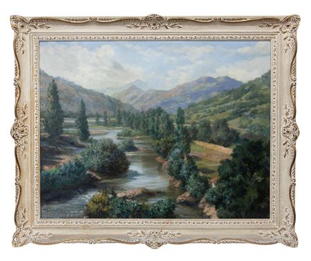 VIEW OF A RIVER AND MOUNTAINS
