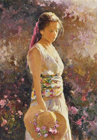 'Girl standing in the garden'