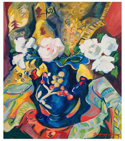 Flowers in a Blue Vase