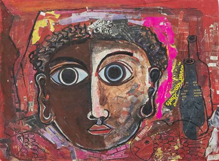 Untitled (Single Face in Red) by Geoffrey Ernest Katantazi Mukasa - Auction record, sale price, and art valuation. Compare with similar artists and explore comparable artworks.