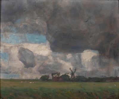 Mill in Kleiseerkoog, Aerial View by Hans Peter Feddersen the Younger - Auction record, sale price, and art valuation. Compare with similar artists and explore comparable artworks.