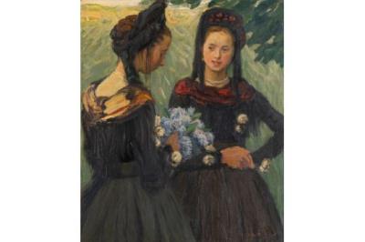 Frisian Girls (Frisian Girls with Lilac Bouquet)