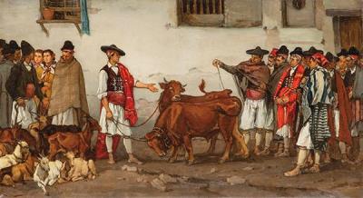 Sale of young bulls by Eduardo Rosales Gallina - Auction record, sale price, and art valuation. Compare with similar artists and explore comparable artworks.