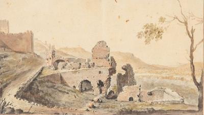 View of the ancient Roman amphitheater of Sagunto from the north