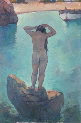 Nude facing the sea