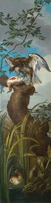 Study of cardboard for tapestry with Eagle catching a duck
