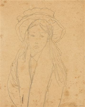 Little Girl with a Large Hat and Straw-Colored Hair