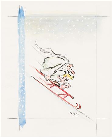 Father Time and Baby New Year on sled