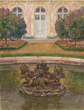 A View of a Garden fountain with Playing Cherubs (Fountain at Petit Trianon)