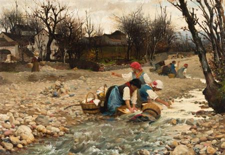 Village Scene with Washerwomen