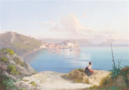 Girl on an Outcrop Above the Bay of Naples