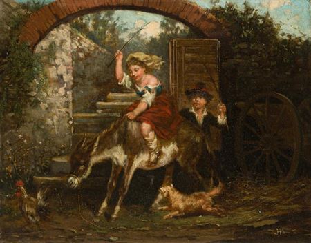 Girl Riding a Donkey