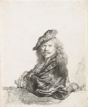 Self Portrait Leaning on a Stone Sill