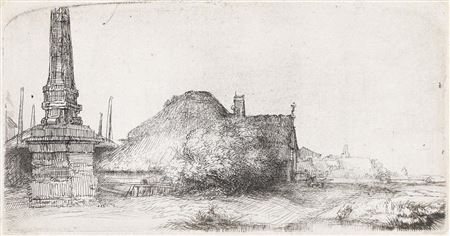 Cottage and Boundary Post on the Spaarndammerdijk (Landscape with an Obelisk)