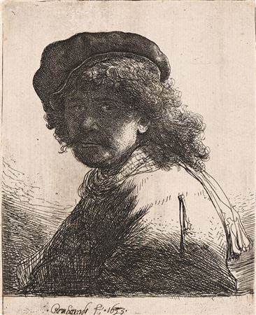 Self Portrait in a Cap and Scarf with the Face Dark: Bust