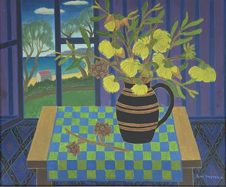 Bushy Yate in a Black Vase